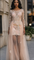 Vestido de Gala de Encaje 3D y Tul Ilusión