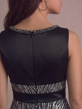 Elegante Vestido de Gala Bicolor con Cuerpo de Satén y Falda Asimétrica Texturizada