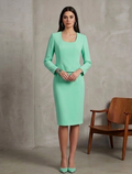 Elegante Conjunto de Dos Piezas "Verde Menta" con Bordado Floral y Silueta Ejecutiva