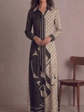 Conjunto de Maxi Vestido Camisero Silk "CH" Bi-Tono – Sofisticación Atemporal