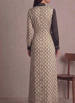 Conjunto de Maxi Vestido Camisero Silk "CH" Bi-Tono – Sofisticación Atemporal