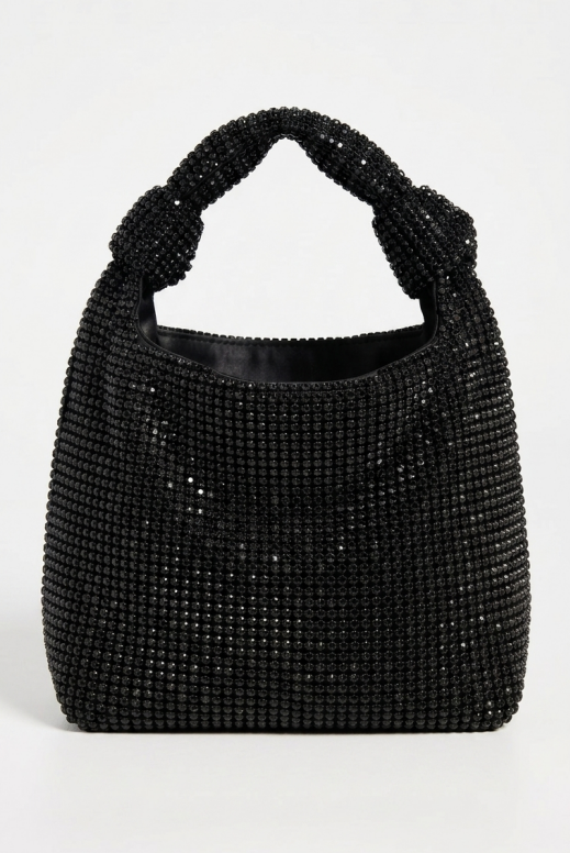 Bolso de Mano "Noche Estrellada" con Cristales Plateados