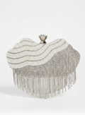 Clutch Joya "Océano de Cristales" con Perlas y Flecos