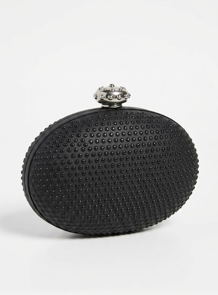 Bolso de Mano Rígido Negro con Acabado Geométrico 3D