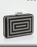 Bolso de Fiesta Rectangular con Malla de Pedrería en Contraste