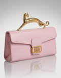 Clutch de Mano con Asa de Felino Dorado y Broche Joya