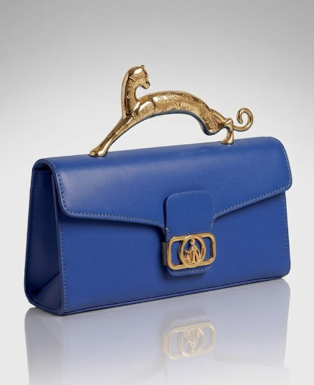 Clutch de Mano con Asa de Felino Dorado y Broche Joya