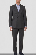 Traje Cruzado Corner x The Rack en Gris Marengo con Raya Diplomática