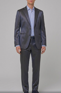 Traje de Ceremonia Enzo Bari en Gris Satinado con Vivos a Tono