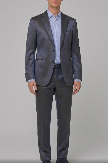 Traje de Ceremonia Enzo Bari en Gris Satinado con Vivos a Tono