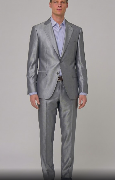 Traje Selecta Suit en Gris Plata Metálico con Acabado Satinado