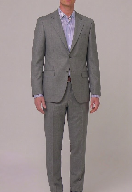 Traje Carolina Herrera en Gris Medio con Textura de Micro-dibujo