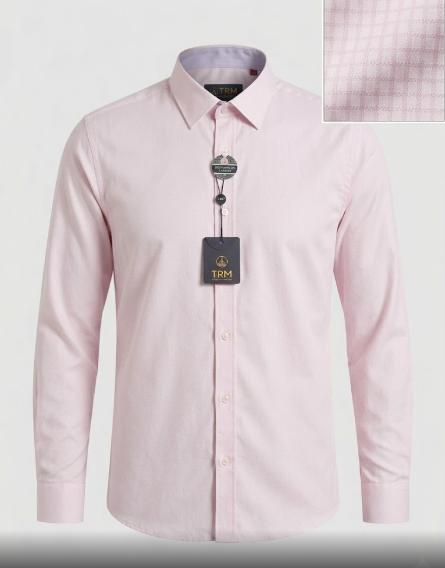 Camisa Formal TRM en Tono Rosa Pastel / Salmón Claro.