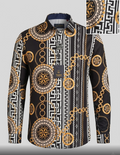 Camisa de Manga Larga Estilo Barroco con Cadenas y Greca Griega.