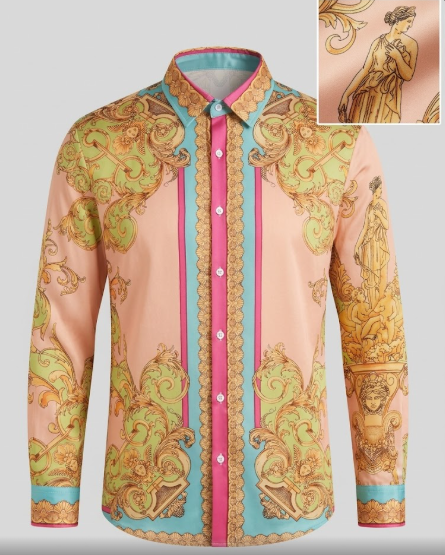 Conjunto de Manga Larga "Antique Gold" en Tonos Coral, Turquesa y Fucsia