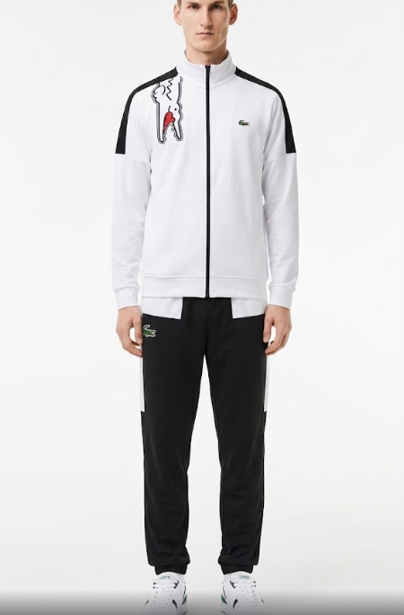 Chándal Lacoste Blanco y Negro con Diseño de Cocodrilo "Love