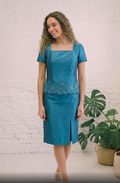 Conjunto de Dos Piezas Nicchi – Azul Petróleo con Bordado de Pedrería