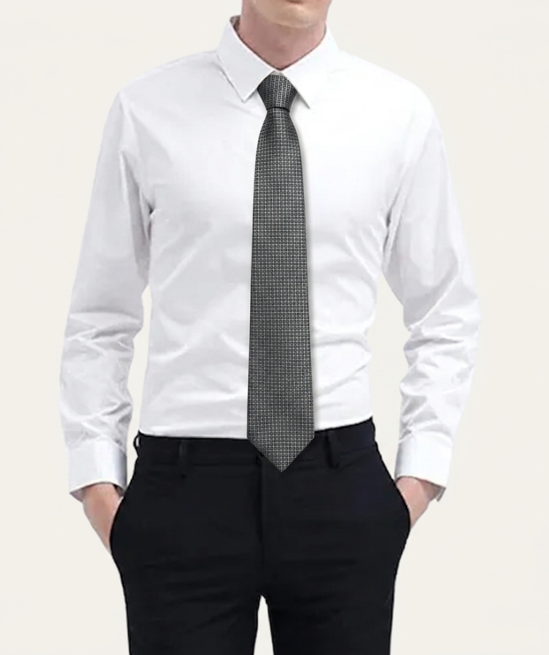 Corbata de Seda Calvin Klein con Micro-patrón de Textura Gris.