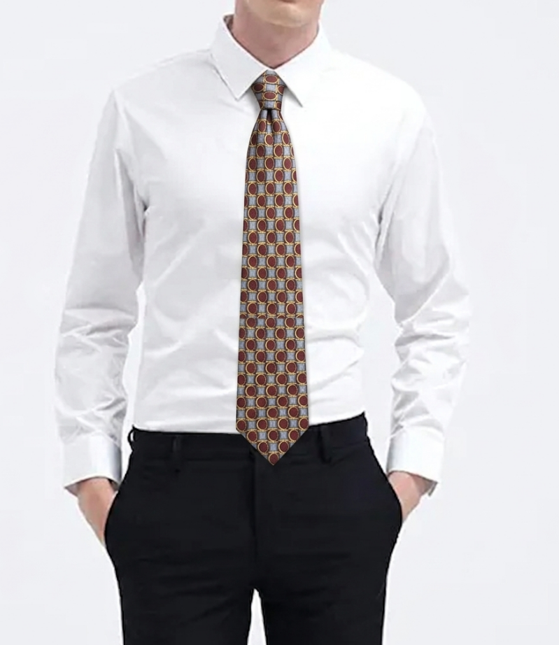 Elegante Corbata de Seda Jacquard con Micro-patrón Geométrico Art Déco.
