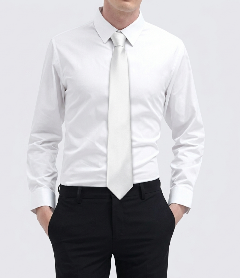 Corbata de Satén Blanco Níveo – Brillo y Elegancia Atemporal.