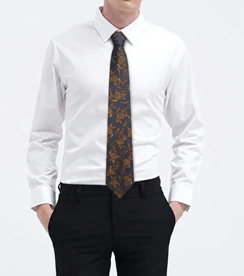 Corbata de Flores Estilo Retro – Estampado Floral Azul y Blanco