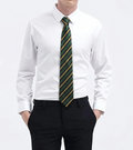 Corbata de Seda a Rayas Diagonales: Verde Oscuro y Dorado